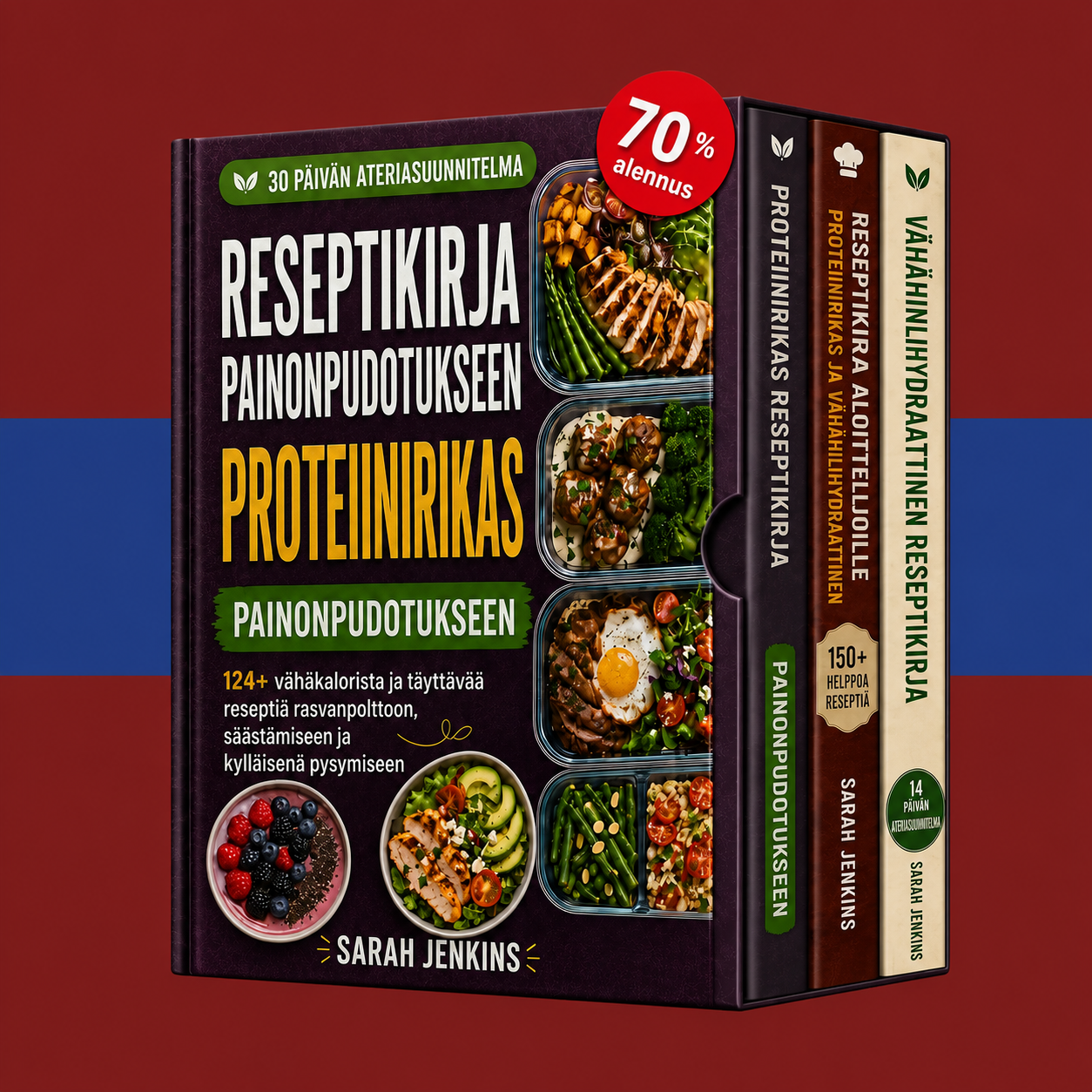 Lopullinen paketti: runsaasti proteiinia, vähähiilihydraattisia reseptejä + 2 BONUSTA